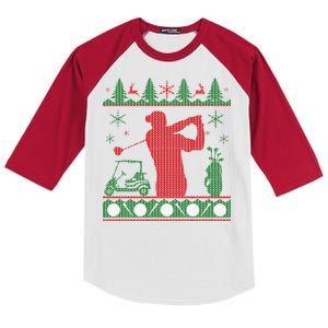 Golf Ugly Christmas Sweater Kids Colorblock Raglan Jersey