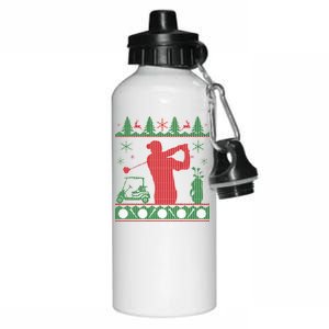 Golf Ugly Christmas Sweater Aluminum Water Bottle