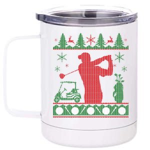 Golf Ugly Christmas Sweater 12 oz Stainless Steel Tumbler Cup