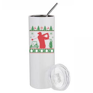 Golf Ugly Christmas Sweater Stainless Steel Tumbler