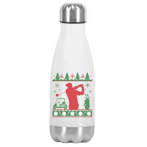 Golf Ugly Christmas Sweater Stainless Steel Insulated Water Bottle