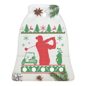 Golf Ugly Christmas Sweater Ceramic Bell Ornament