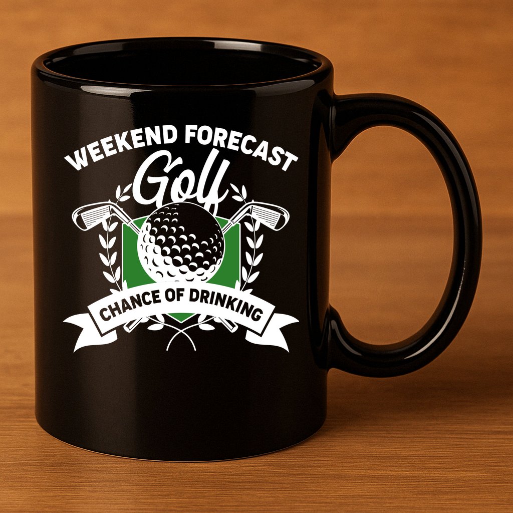 Golf Weekend Forecast Chance of Drinking 11oz C Handle Ceramic Mug
