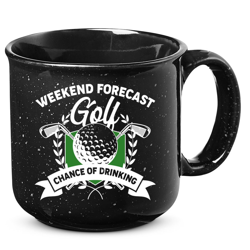Golf Weekend Forecast Chance of Drinking 15oz Campfire Ceramic Mug