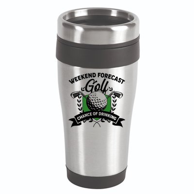 Golf Weekend Forecast Chance of Drinking 16oz Travel Tumbler
