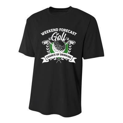 Golf Weekend Forecast Chance of Drinking Youth Performance Sprint T-Shirt