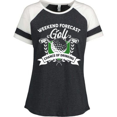 Golf Weekend Forecast Chance of Drinking Enza Ladies Jersey Colorblock Tee