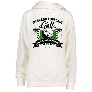 Golf Weekend Forecast Chance of Drinking Womens Funnel Neck Pullover Hood