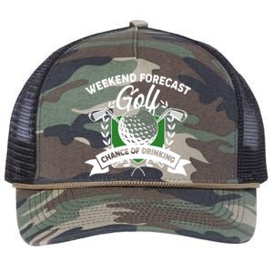 Golf Weekend Forecast Chance of Drinking Retro Rope Trucker Hat Cap