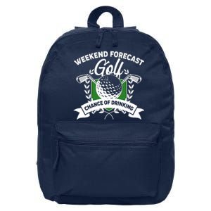 Golf Weekend Forecast Chance of Drinking 16 in Basic Backpack