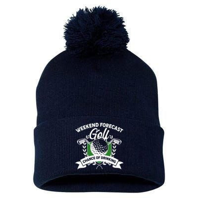 Golf Weekend Forecast Chance of Drinking Pom Pom 12in Knit Beanie