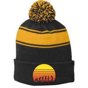 Golfer Evolution Sunset Stripe Pom Pom Beanie