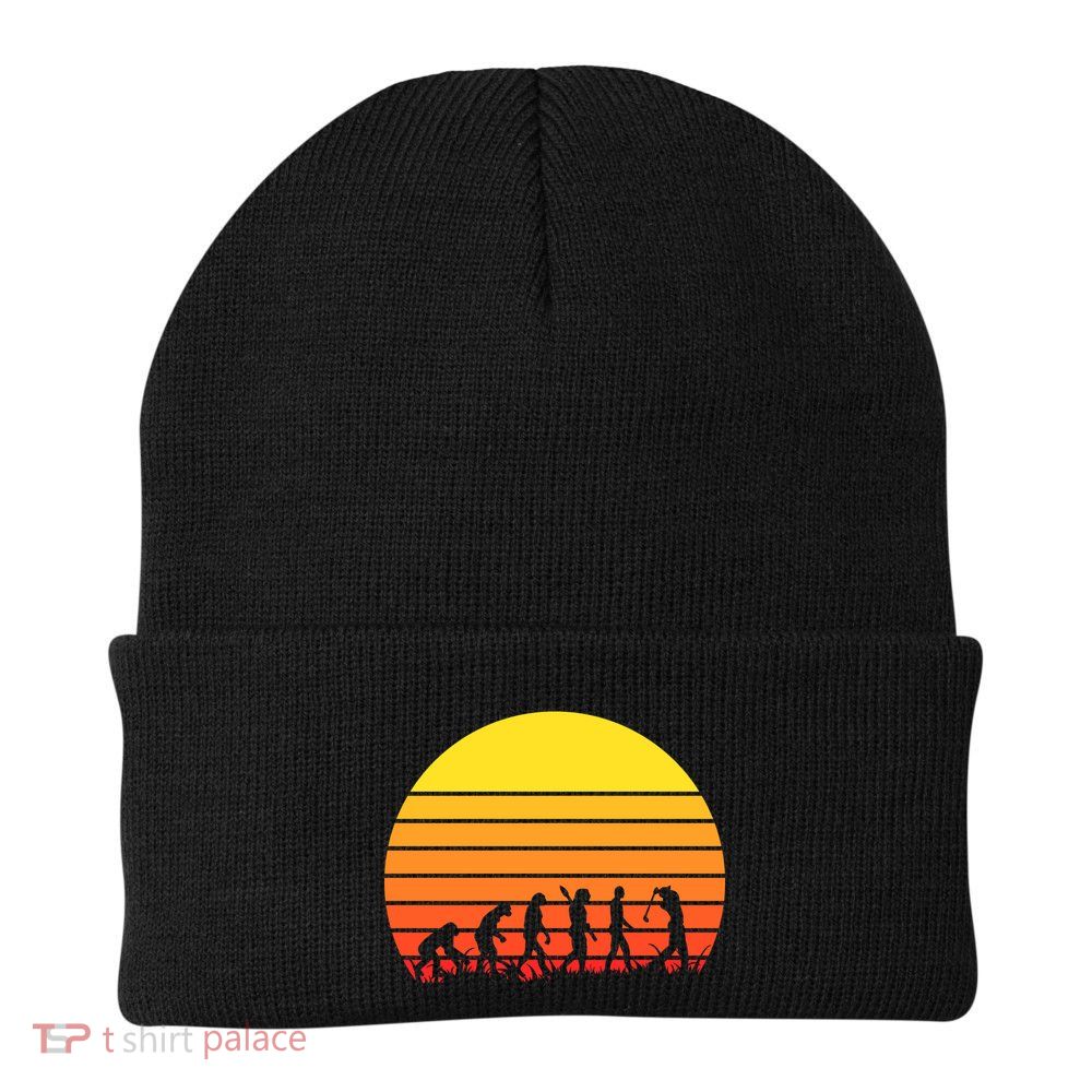 Golfer Evolution Sunset Knit Cap Winter Beanie