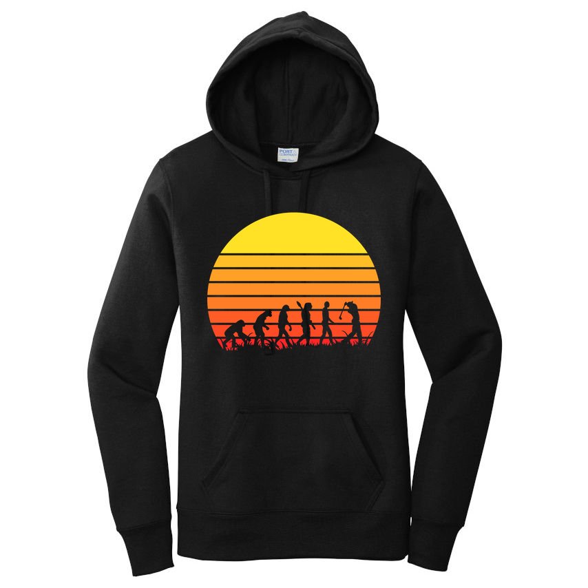 Golfer Evolution Sunset Women's Pullover Hoodie