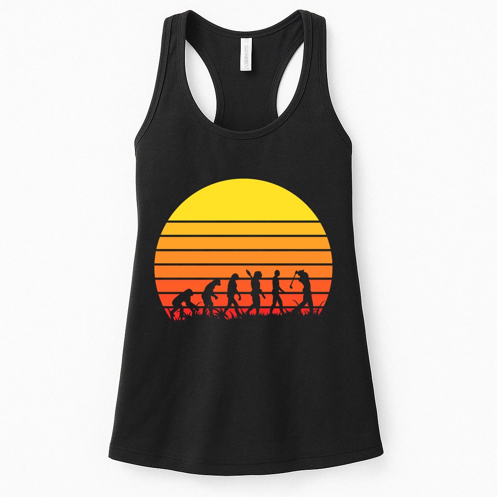 Golfer Evolution Sunset Womens Tank Top