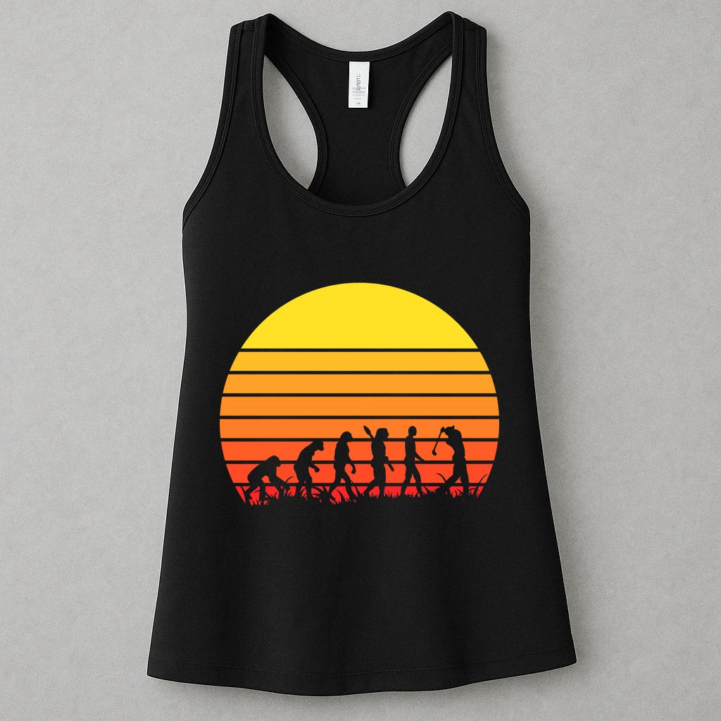 Golfer Evolution Sunset Womens Tank Top