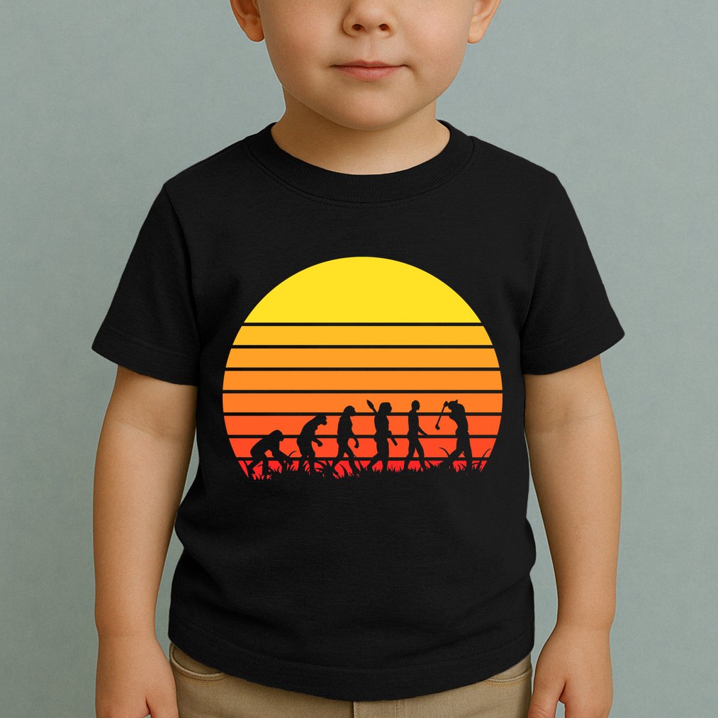 Golfer Evolution Sunset Toddler T-Shirt