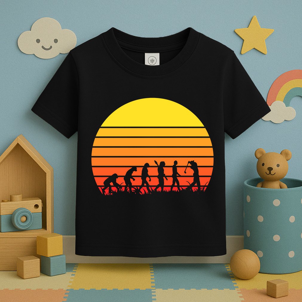 Golfer Evolution Sunset Toddler T-Shirt