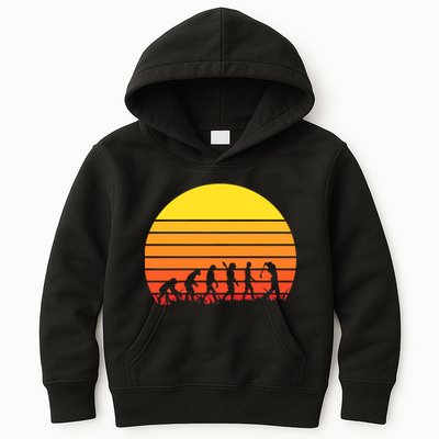 Golfer Evolution Sunset Kids Hoodie