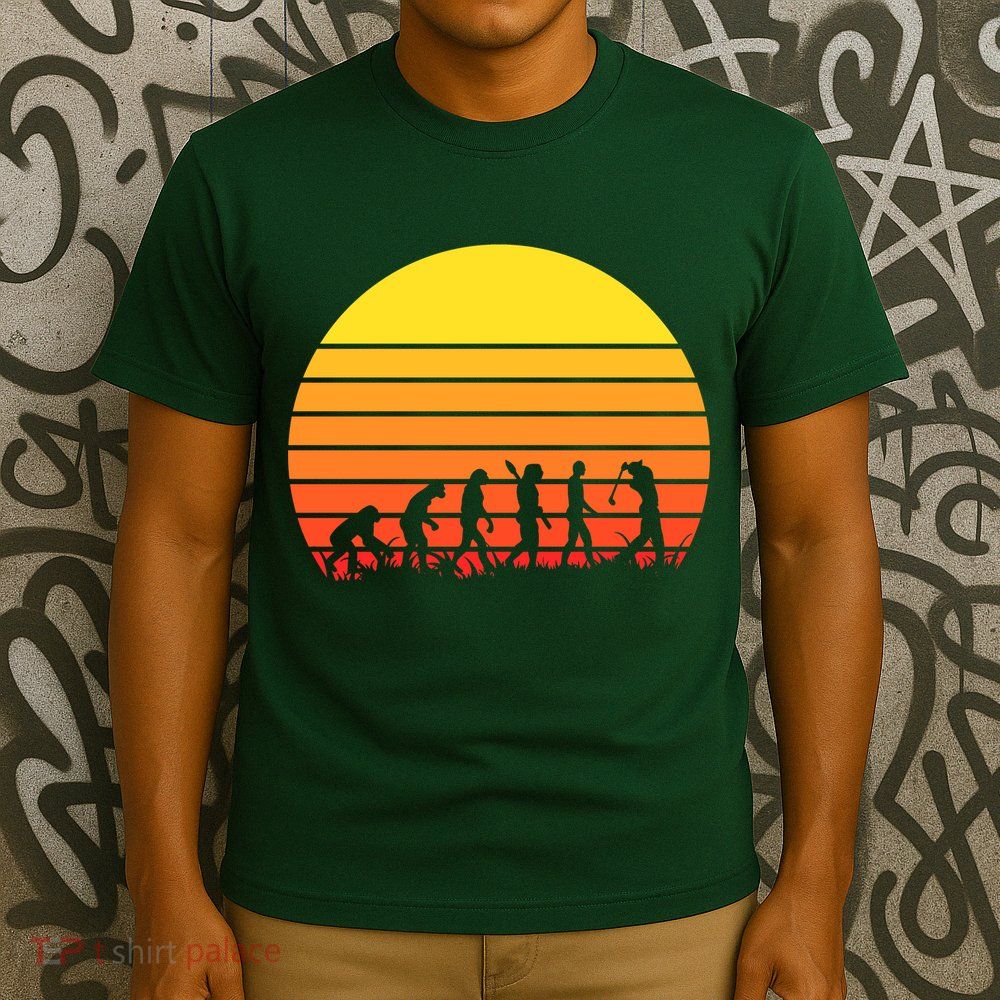 Golfer Evolution Sunset T-Shirt