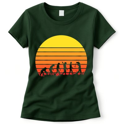 Golfer Evolution Sunset Womens T-Shirt