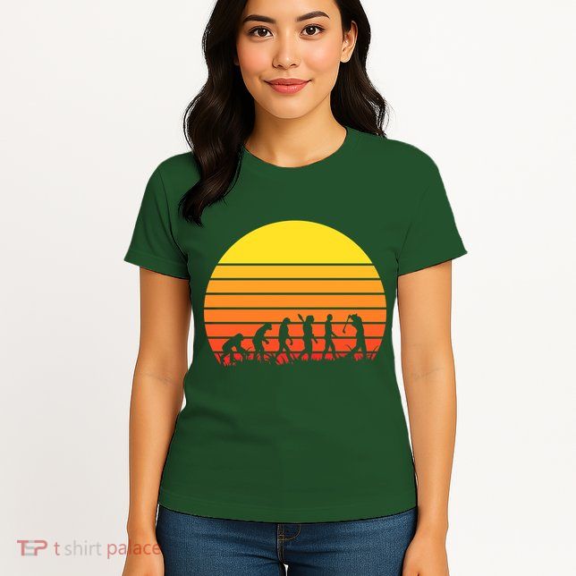 Golfer Evolution Sunset Womens T-Shirt