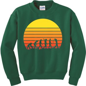 Golfer Evolution Sunset Kids Sweatshirt