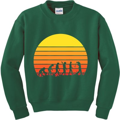 Golfer Evolution Sunset Kids Sweatshirt