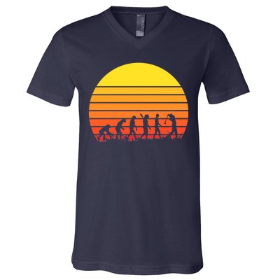 Golfer Evolution Sunset V-Neck T-Shirt