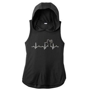 Golfer Heartbeat I Love Golf Ladies PosiCharge Tri-Blend Wicking Draft Hoodie Tank