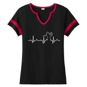 Golfer Heartbeat I Love Golf Ladies Halftime Notch Neck Tee