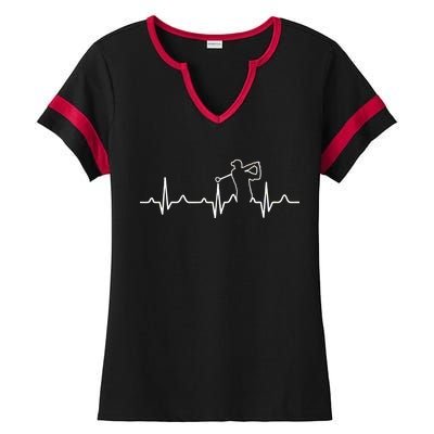 Golfer Heartbeat I Love Golf Ladies Halftime Notch Neck Tee