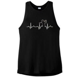 Golfer Heartbeat I Love Golf Ladies PosiCharge Tri-Blend Wicking Tank