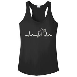 Golfer Heartbeat I Love Golf Ladies PosiCharge Competitor Racerback Tank