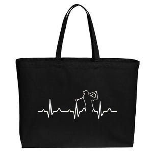 Golfer Heartbeat I Love Golf Cotton Canvas Jumbo Tote