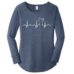 Golfer Heartbeat I Love Golf Women's Perfect Tri Tunic Long Sleeve Shirt