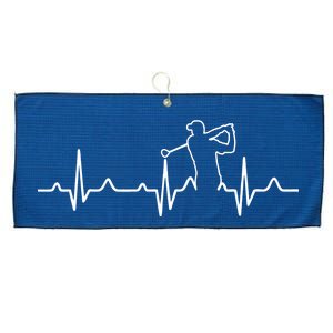 Golfer Heartbeat I Love Golf Large Microfiber Waffle Golf Towel