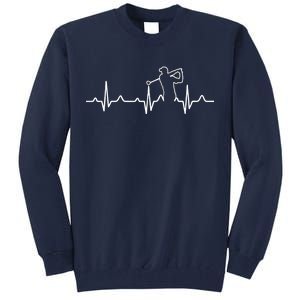 Golfer Heartbeat I Love Golf Tall Sweatshirt