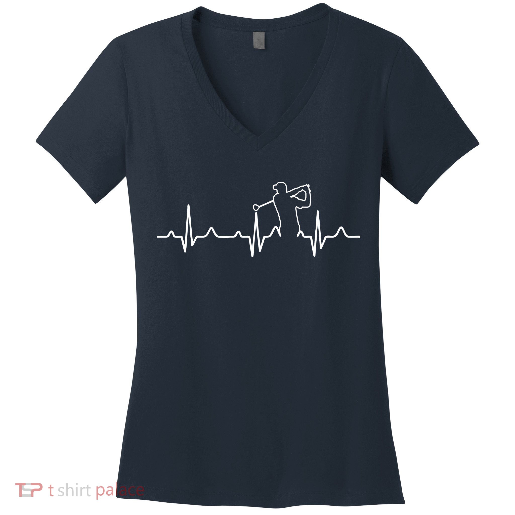 Golfer Heartbeat I Love Golf Women's V-Neck T-Shirt