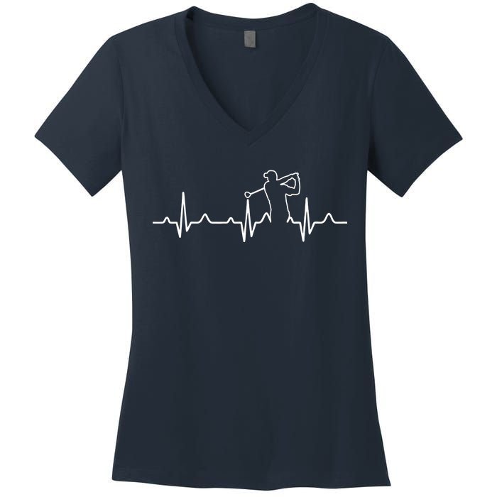 Golfer Heartbeat I Love Golf Women's V-Neck T-Shirt