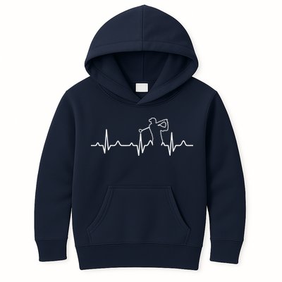 Golfer Heartbeat I Love Golf Kids Hoodie