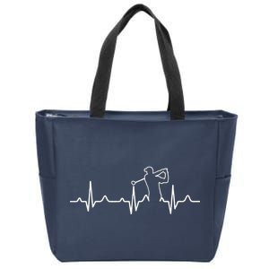 Golfer Heartbeat I Love Golf Zip Tote Bag