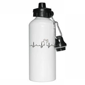 Golfer Heartbeat I Love Golf Aluminum Water Bottle