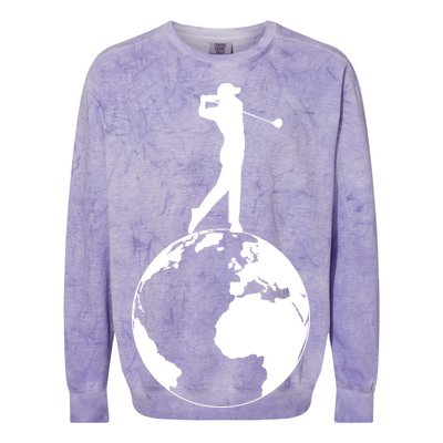 Golfer on top of the World Golf Logo Colorblast Crewneck Sweatshirt