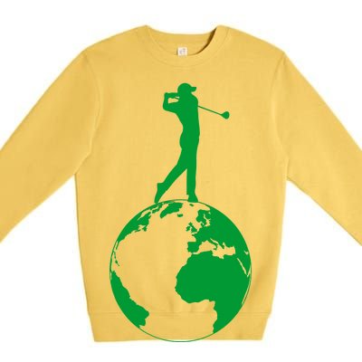 Golfer on top of the World Golf Logo Premium Crewneck Sweatshirt