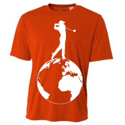 Golfer on top of the World Golf Logo Cooling Performance Crew T-Shirt