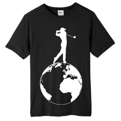 Golfer on top of the World Golf Logo Tall Fusion ChromaSoft Performance T-Shirt