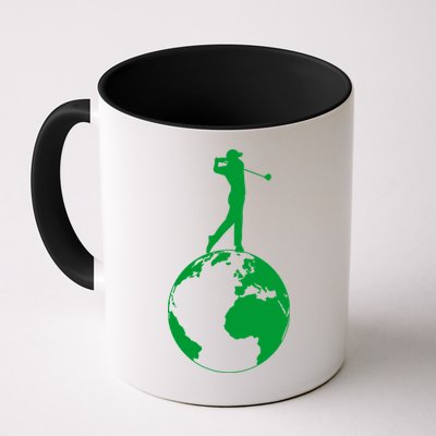 Golfer on top of the World Golf Logo Mug