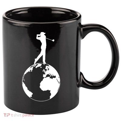 Golfer on top of the World Golf Logo 11oz C Handle Ceramic Mug