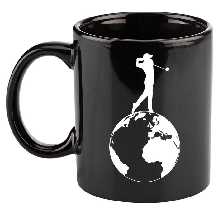 Golfer on top of the World Golf Logo 11oz C Handle Ceramic Mug